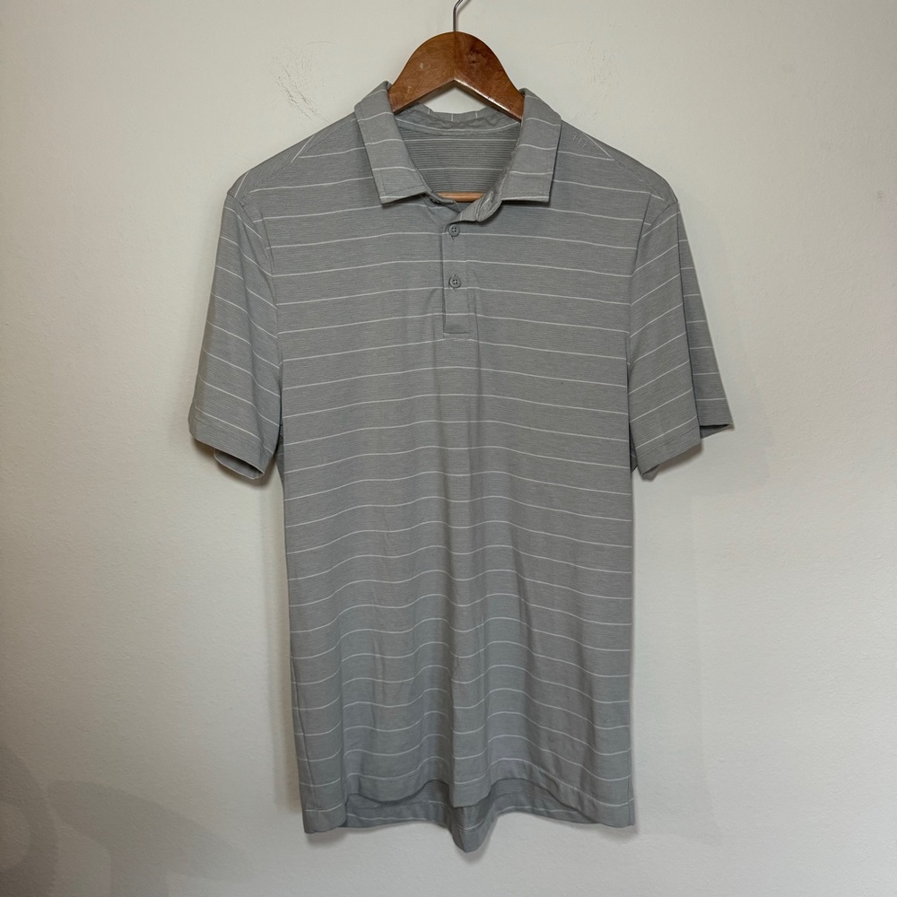 Lululemon Evolution Men's Polo Shirt Striped Grey SM
